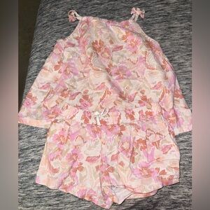 Pink and Peach Floral Tank + Shorts Set